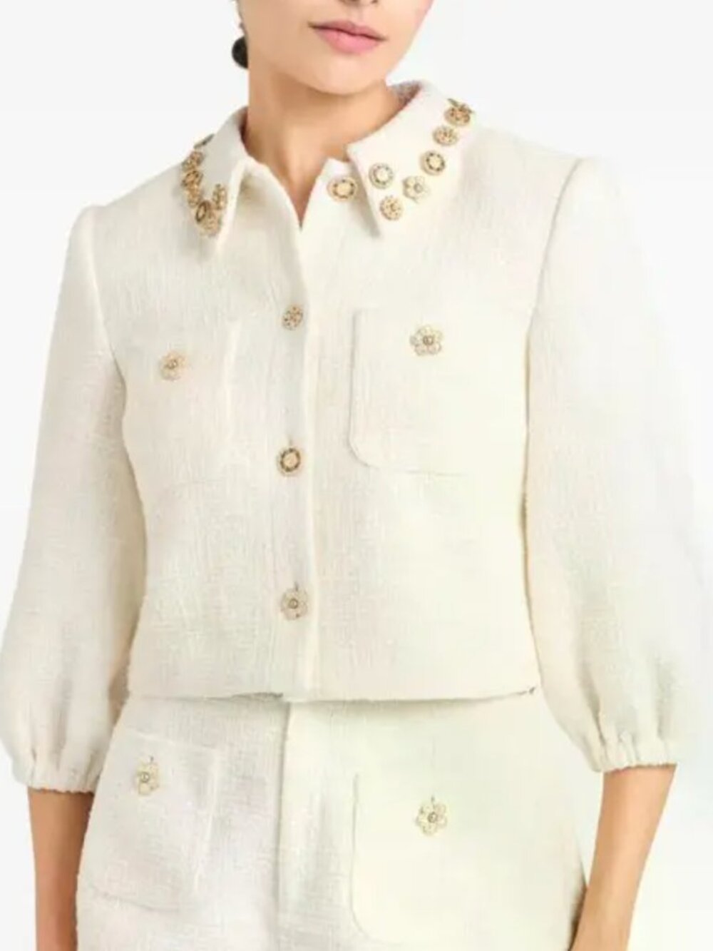 Cinq à Sept Ansey Embellished Tweed Crop Jacket